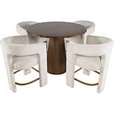 Gwen 5 Piece Nash & Gwen Counter Dining Set in Walnut Wood & Natural Fabric