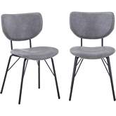 Owen Split Back Dining Chair in Grey Leatherette (Set of 2)