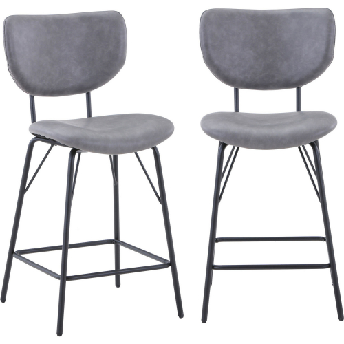 Owen Split Back Counter Stool in Grey Leatherette (Set of 2)