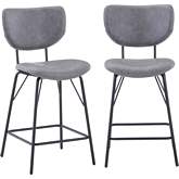 Owen Split Back Counter Stool in Grey Leatherette (Set of 2)