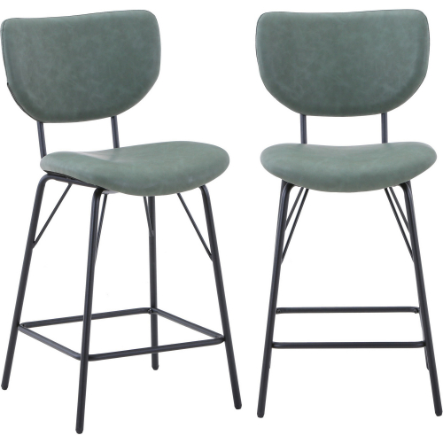 Owen Split Back Counter Stool in Jade Green Leatherette (Set of 2)