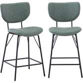 Owen Split Back Counter Stool in Jade Green Leatherette (Set of 2)