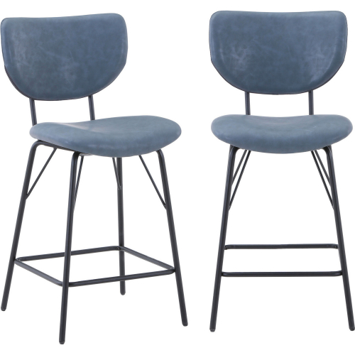 Owen Split Back Counter Stool in Slate Grey Leatherette (Set of 2)