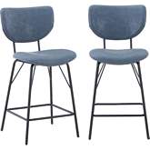 Owen Split Back Counter Stool in Slate Grey Leatherette (Set of 2)