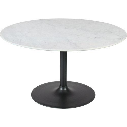 Rowan 54" Round Pedestal Dining Table in Marble & Gunmetal Iron