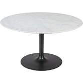 Rowan 54" Round Pedestal Dining Table in Marble & Gunmetal Iron