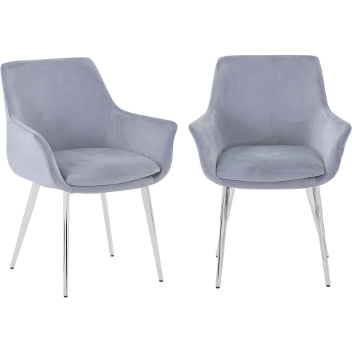 Stella Dining Chair in Platinum Grey Fabric & Chrome (Set of 2)