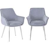 Stella Dining Chair in Platinum Grey Fabric & Chrome (Set of 2)