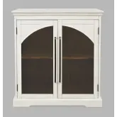 Archdale 33" Gothic Arch Accent Cabinet w/ Glass Doors in White Wood