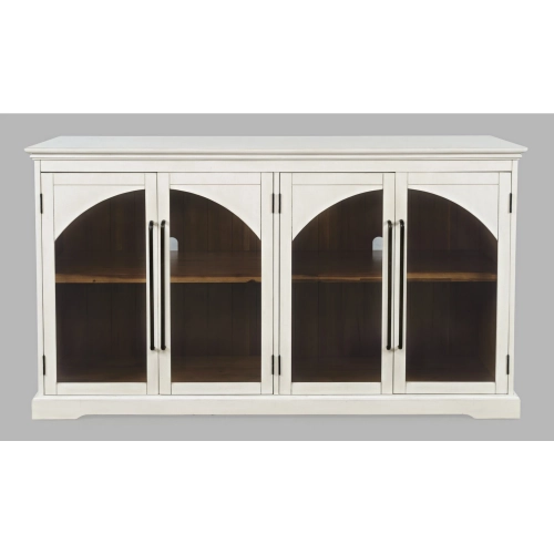 Archdale 65" Gothic Arch Sideboard Cabinet w/ Glass Doors in White Wood