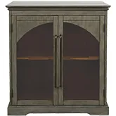 Archdale 33" Gothic Arch Accent Cabinet w/ Glass Doors in Grey Wood