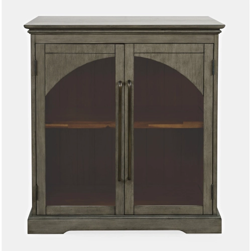 Archdale 33" Gothic Arch Accent Cabinet w/ Glass Doors in Grey Wood