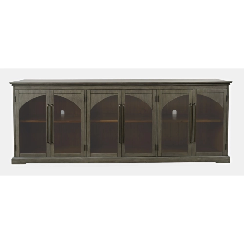Archdale 96" Gothic Arch Sideboard Cabinet w/ Glass Doors in Grey Wood