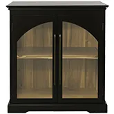 Archdale 33" Gothic Arch Accent Cabinet w/ Glass Doors in Black Wood