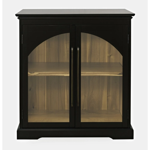 Archdale 33" Gothic Arch Accent Cabinet w/ Glass Doors in Black Wood