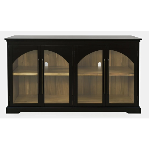 Archdale 65" Gothic Arch Sideboard Cabinet w/ Glass Doors in Black Wood