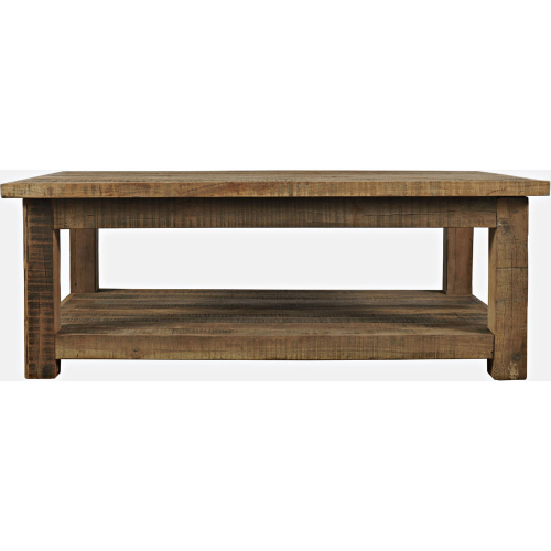 Reclamation 50" Coffee Table with Shelf in Unfinished Brown Reclaimed Solid Wood