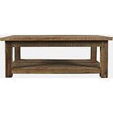 Reclamation 50" Coffee Table with Shelf in Unfinished Brown Reclaimed Solid Wood