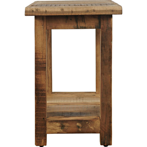 Reclamation End Table with Shelf in Unfinished Brown Reclaimed Solid Wood