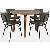 Reclamation & Owen 5 Piece Round Dining Set in Reclaimed Wood & Grey Leatherette