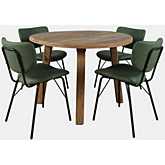 Reclamation & Owen 5 Piece Round Dining Set in Reclaimed Wood & Jade Green Leatherette