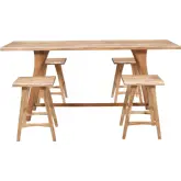 Sedona 79" 5 Piece Counter Dining Set in Live Edge Solid Wood