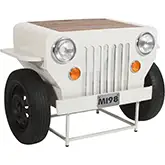 Glory Days Weekender Vintage Military Vehicle Console Table Bar in White Metal