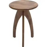 Aero Curved Round Accent End Table in Chestnut Brown Wood