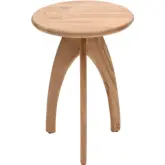 Aero Curved Round Accent End Table in Natural Finish Wood