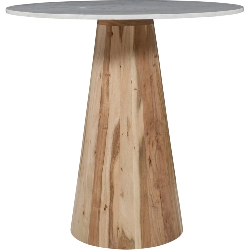 Nolan 30" Round Pedestal Dining Table in Marble & Natural Wood