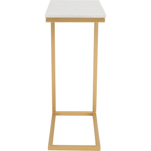 Aurora Accent End C Table in Gold Finish Metal & Solid Marble (Set of 2)