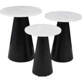 Nolan 3 Piece Accent Table Set in Marble & Black Wood