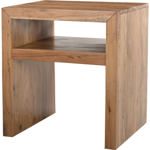 Dev 22" Mitered Angle End Table with Storage Shelf in Natural Finish Wood