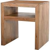 Dev 22" Mitered Angle End Table with Storage Shelf in Natural Finish Wood
