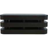 Brix Floating Sculpture Layered Coffee Table with Casters in Espresso Brown Wood