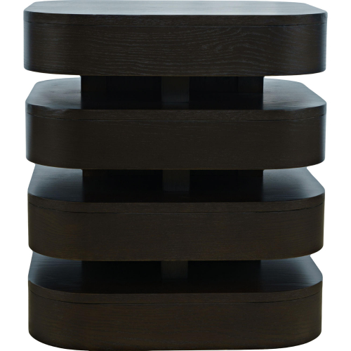 Brix Floating Sculpture Layered Square End Table in Espresso Brown Wood
