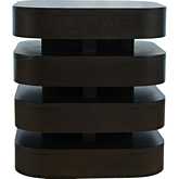 Brix Floating Sculpture Layered Square End Table in Espresso Brown Wood