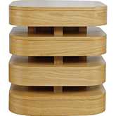 Brix Floating Sculpture Layered Square End Table in Oak Finish Wood