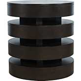 Brix Floating Sculpture Layered Round End Table in Espresso Brown Wood