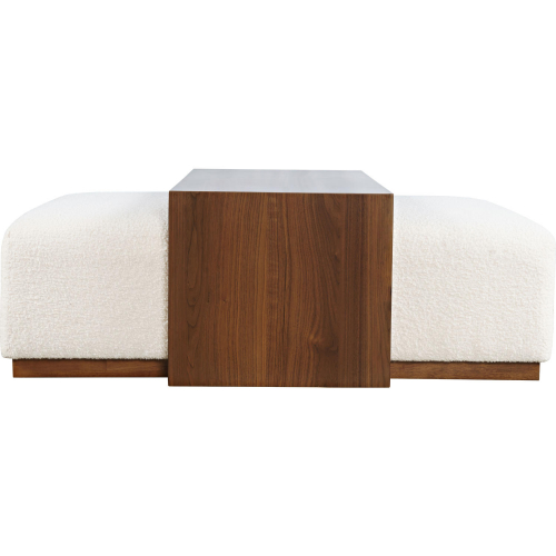 Hudson 48" Sliding Ottoman & Coffee Table with Casters in Ivory Boucle & Wood