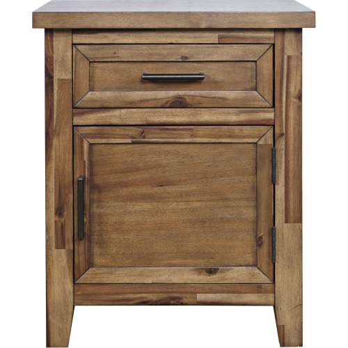 Claremont Storage End Table in Wire Brushed Brown Wood