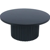 Auden 40" Round Fluted Pedestal Coffee Table w/ Casters in Black Wood