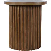 Auden 24" Round Fluted Pedestal Base End Table in Chestnut Brown Wood