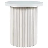 Auden 24" Round Fluted Pedestal End Table in White Wood