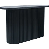 Auden Oval Fluted Pedestal Sofa Console Table in Black Wood