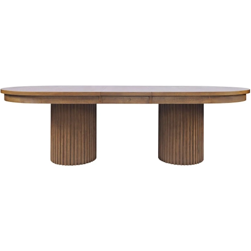 Auden 102" Fluted Double Pedestal Dining Table in Chestnut Brown Wood