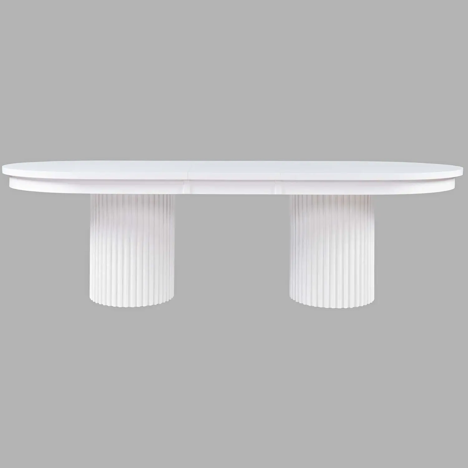 Auden 102" Fluted Double Pedestal Dining Table in White Wood