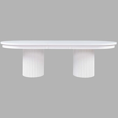 Auden 102" Fluted Double Pedestal Dining Table in White Wood