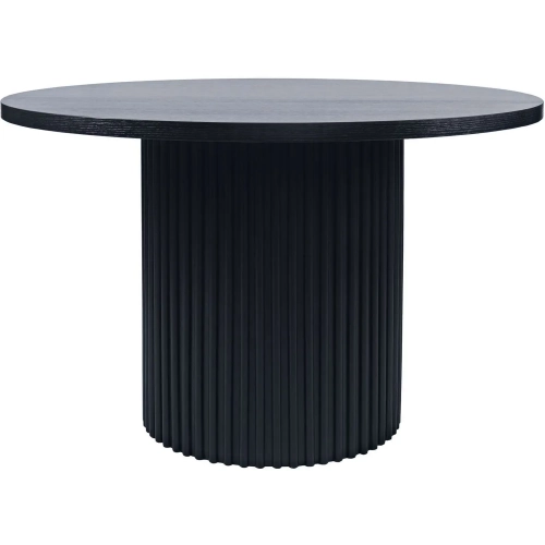 Auden 48" Round Fluted Pedestal Dining Table in Black Wood