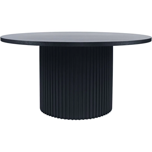 Auden 60" Round Fluted Pedestal Dining Table in Black Wood
